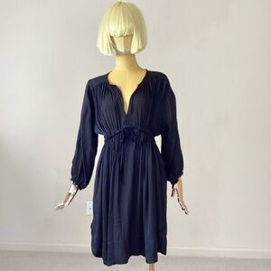 Isabel Marant Black V Neckline Shift Dress Raw-Edge SZ S